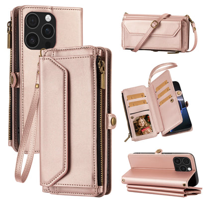 Multi-Card Slot Wallet-Style Phone Case (Long Strap + Short Strap) for iPhone 17/16/15/14/13/12/11 Pro Max Protective Set with Coin Pocket, Crossbody Strap, Anti-Drop Faux Leather Case