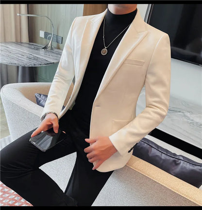 Classics Autumn Winter Suede Suit Jackets Fashion New Solid Slim Fit Business Office Social Blazer Wedding Top Mens Clothing 4XL