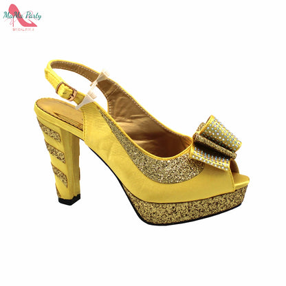 2025 Red Elegant Style Italian Women Shoes Matching Hand Bag Set  Slingbacks Sandals with Platform for Party