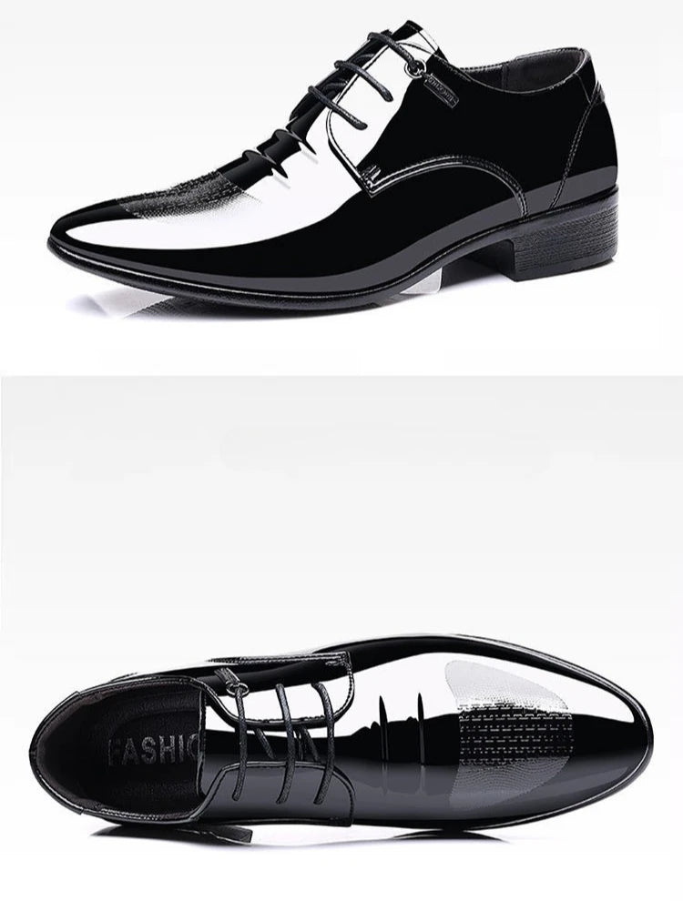 Patent Leather Black Lace Up Pointed Toe Men's Formal Shoes 2025 Style Low Price Office Luxury Designer 39 Suit Social Shoe Male