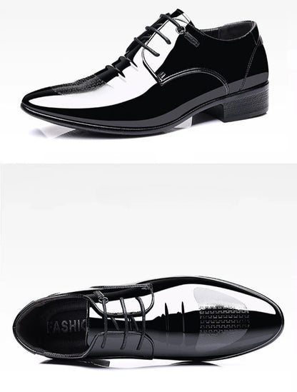 Patent Leather Black Lace Up Pointed Toe Men's Formal Shoes 2025 Style Low Price Office Luxury Designer 39 Suit Social Shoe Male