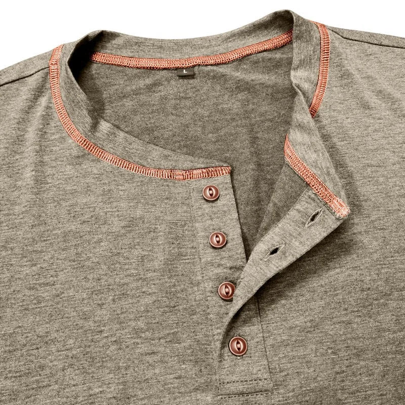 Men's Cotton Button Henley Neck Shirt Long Sleeve Casual Button Solid Color Fashion Streetwear Tops Tees T-Shirts Men Clothing
