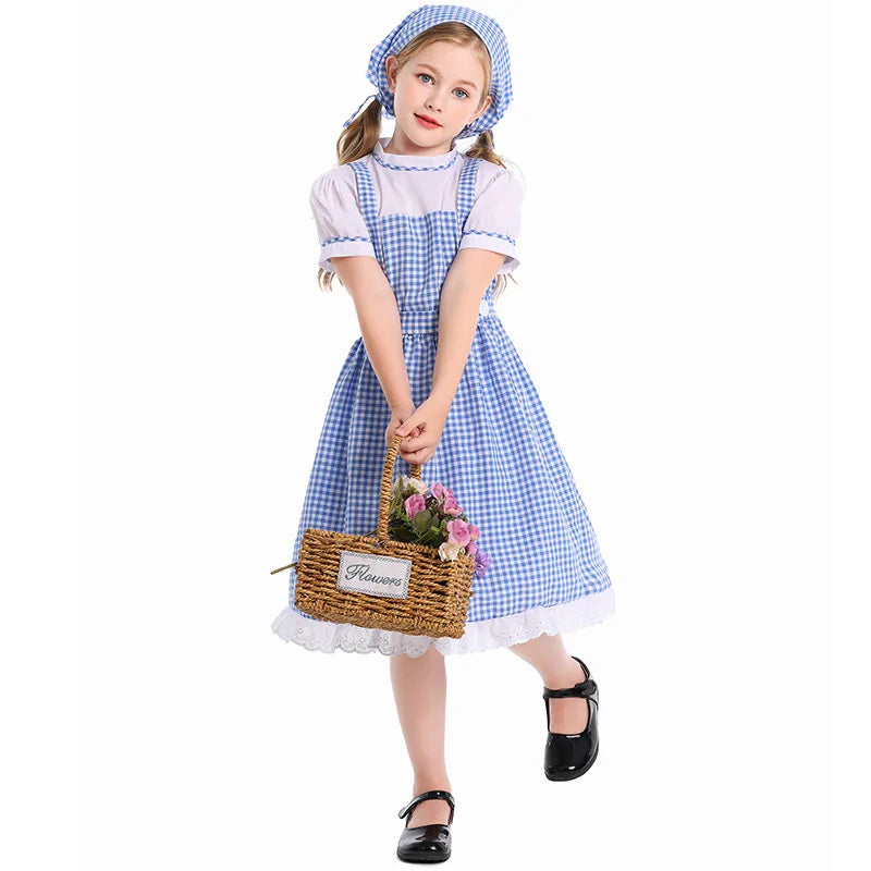 Hildren's Dorothy From The Wizard of Oz Costume Halloween Cosplay Lolita Maid Pastoral Character Shooting Dress