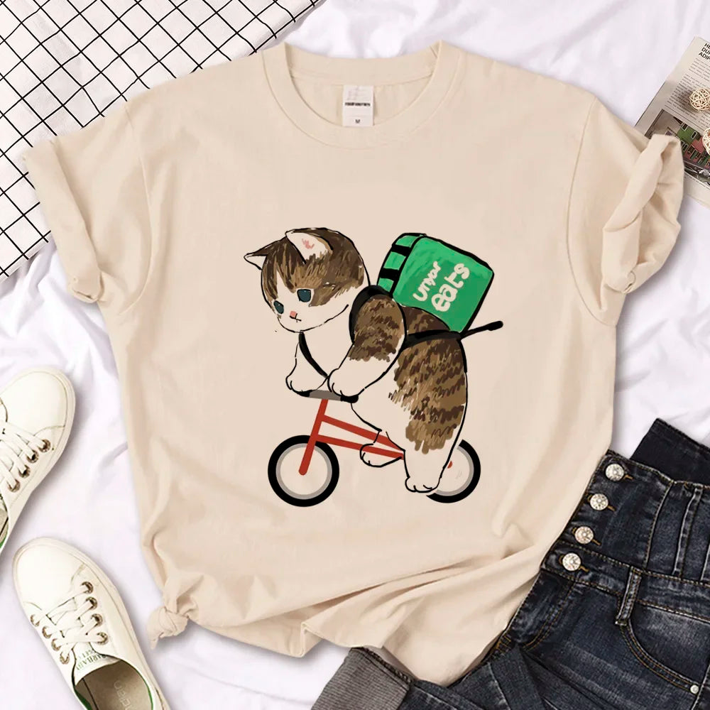 Cat top women streetwear summer anime t shirt girl y2k Japanese clothes