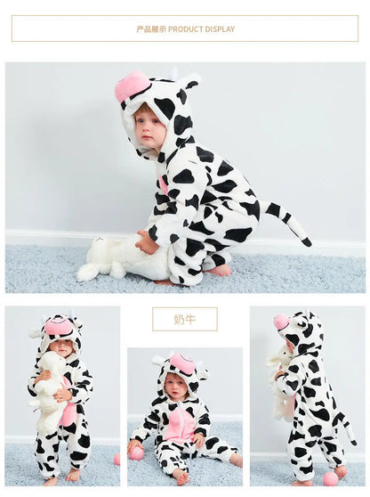 Cute Monkey Tiger Dinosaur Cosplay Costumes Boys Girls Toddler Animal Jumpsuit Baby Rompers Infant Clothes Pyjamas Kids Kigurumi