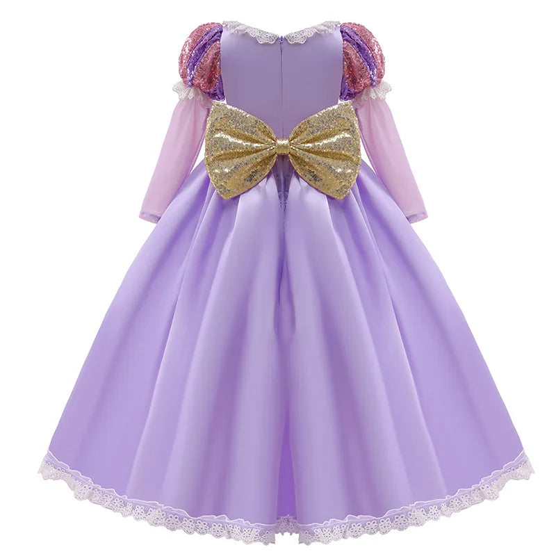 Girls Disney Rapunzel Dress Kids Tangled Disguise Carnival Girl Princess Costume Birthday Party Gown Outfit Clothes 2-10 Years