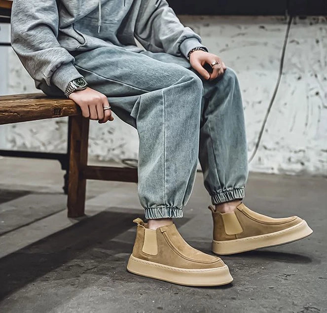 Male Chelsea Shoes Spring Autumn High Cut Platform Men's Booties Boots Classic New Size 44 Trendy 2025 Quality Hot Selling Cheap
