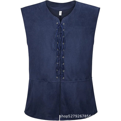 2025 Medieval Renaissance Pirate Gothic Steampunk Vest for Men, Multicolor Loose Plus Size Suede Fashion Men's Waistcoat,S-XXL