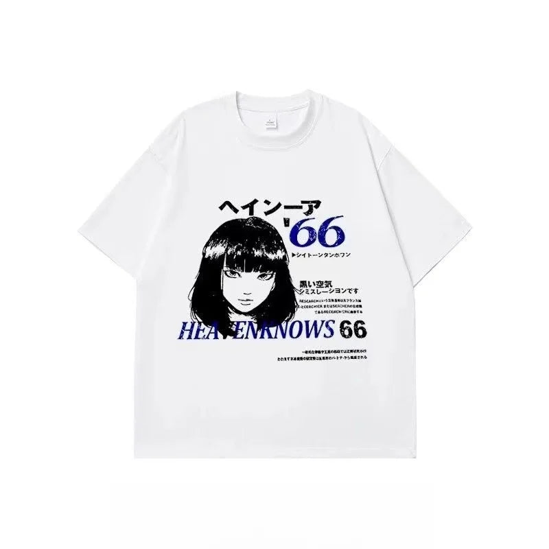 Japanese Anime Comic Print Cotton Oversized T-shirt Harajuku Summer Streetwear Loose Fashion Short Sleeve Top for Women Ins