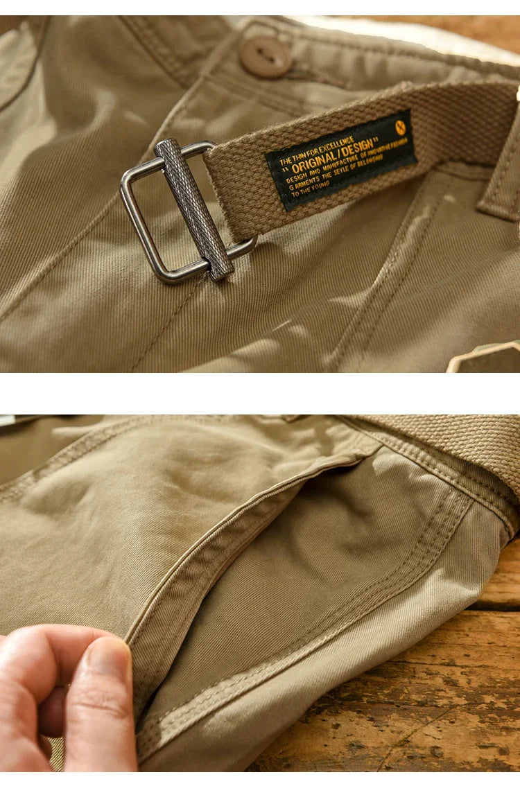 100 Cotton Men's Cropped Pants Trendy Straight Fit Cargo Trouser Male Ankle Length Korean Style Jappan Vintage Y2K Casual Khaki