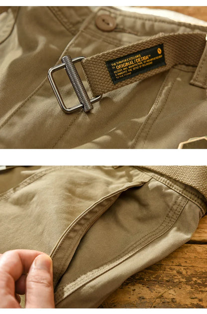 100 Cotton Men's Cropped Pants Trendy Straight Fit Cargo Trouser Male Ankle Length Korean Style Jappan Vintage Y2K Casual Khaki