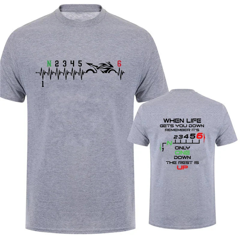 Motorcycle Gear Biker Heartbeat Print Men T-Shirts Summer Men's T Shirt Clothing Oversized Men Tshirt Graphic T Shirt