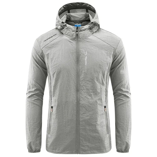 UPF50+ Summer Outdoor Quick Dry Sun-Protective Thin Jacket Men Hiking Fishing Cycling Hooded Gym Sport Ultra Light Windbreaker