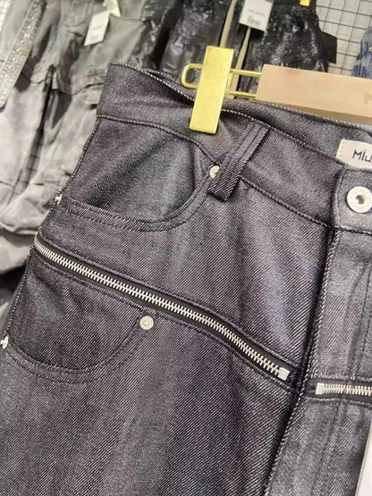 Unisex Brush Wax Zipper Original Cow Jeans Men's and Women's Denim Pants ZJ117