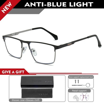 New Metal Eyeglasses Square Frame Business Casual Anti-blue Light Reading Glasses Men's Prescription Customized 6915
