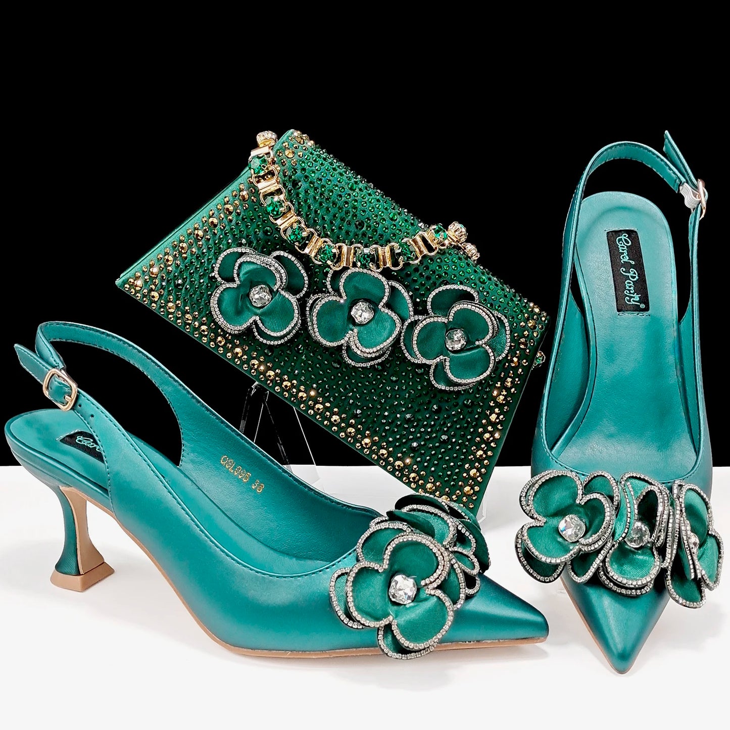 Women's Pointed Toe Shoes and Bag Flower Decoration Simple and Elegant Party Style Suitable for Party and Daily Use