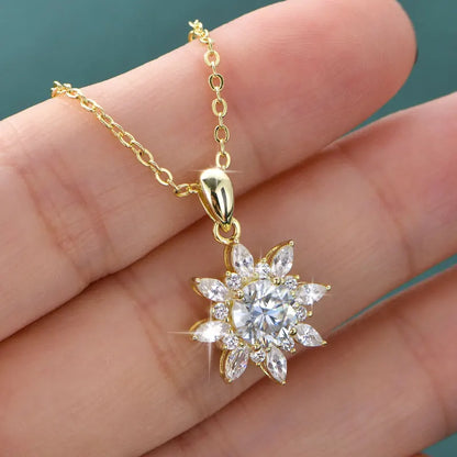 GRA Certified 6.5mm Round Moissanite Delicate Snowflake Pendant Necklace for Women 14K Gold Filled Fine Jewelry Gifts