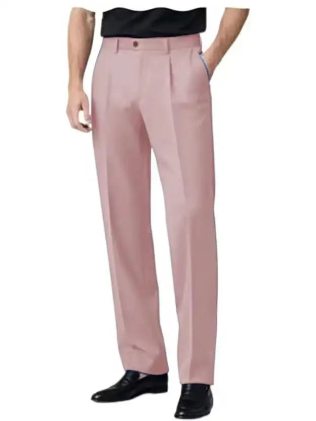Men's Pleated Dress Pants Wide-Leg Versatile Premium Formal Banquet Wedding Summer Casual Trousers Chinos Business Daily Office