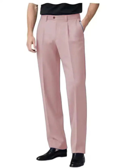Men's Pleated Dress Pants Wide-Leg Versatile Premium Formal Banquet Wedding Summer Casual Trousers Chinos Business Daily Office