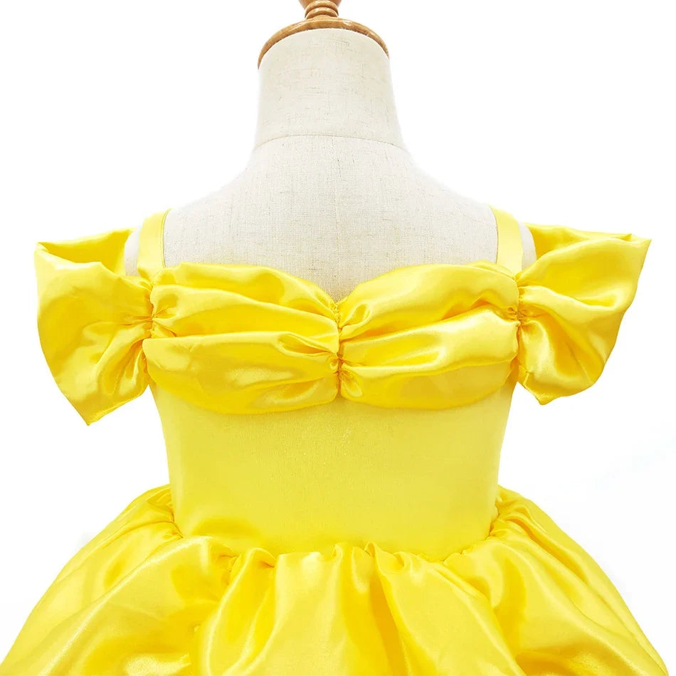 Girl Belle Dress Beauty Cosplay Costume Princess Deluxe Applique Outfit Children Birthday Party Elegant Gown Fairy Disguise Sets