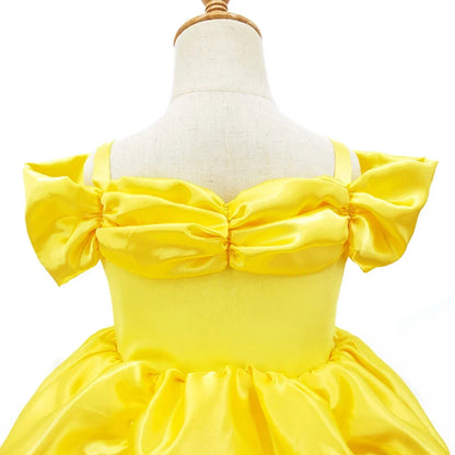 Girl Belle Dress Beauty Cosplay Costume Princess Deluxe Applique Outfit Children Birthday Party Elegant Gown Fairy Disguise Sets