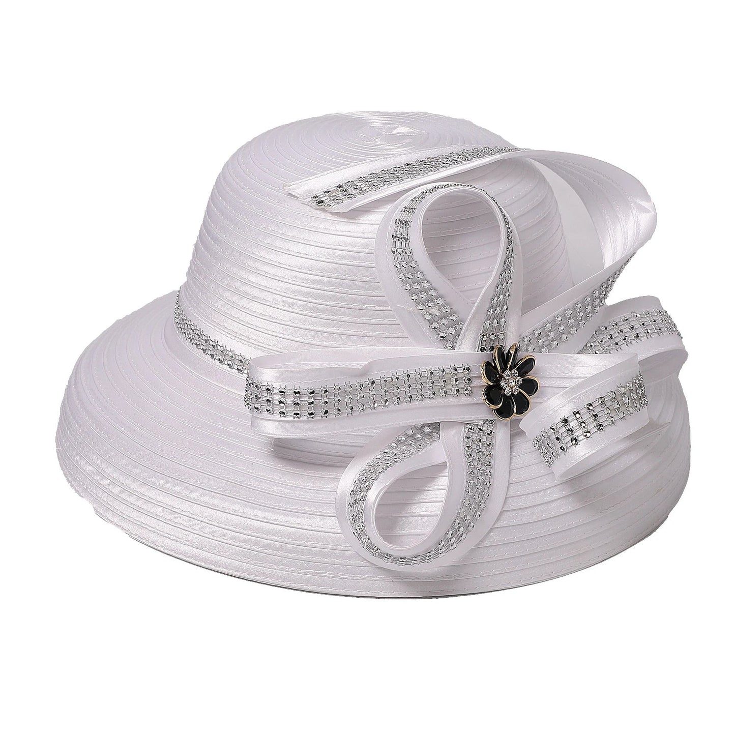 Elegant Cloth Top Hats For Women Cocktail Tea Party Dress Derby Cap Ladies Flower Wide Brim Church Fedora Black Cloche Hats