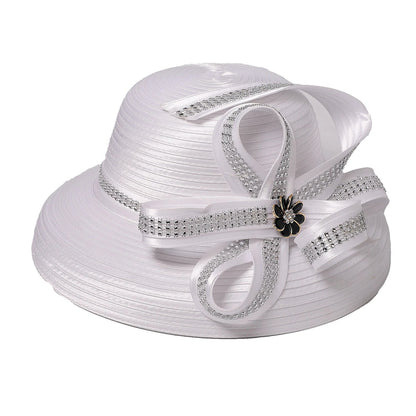 Elegant Cloth Top Hats For Women Cocktail Tea Party Dress Derby Cap Ladies Flower Wide Brim Church Fedora Black Cloche Hats
