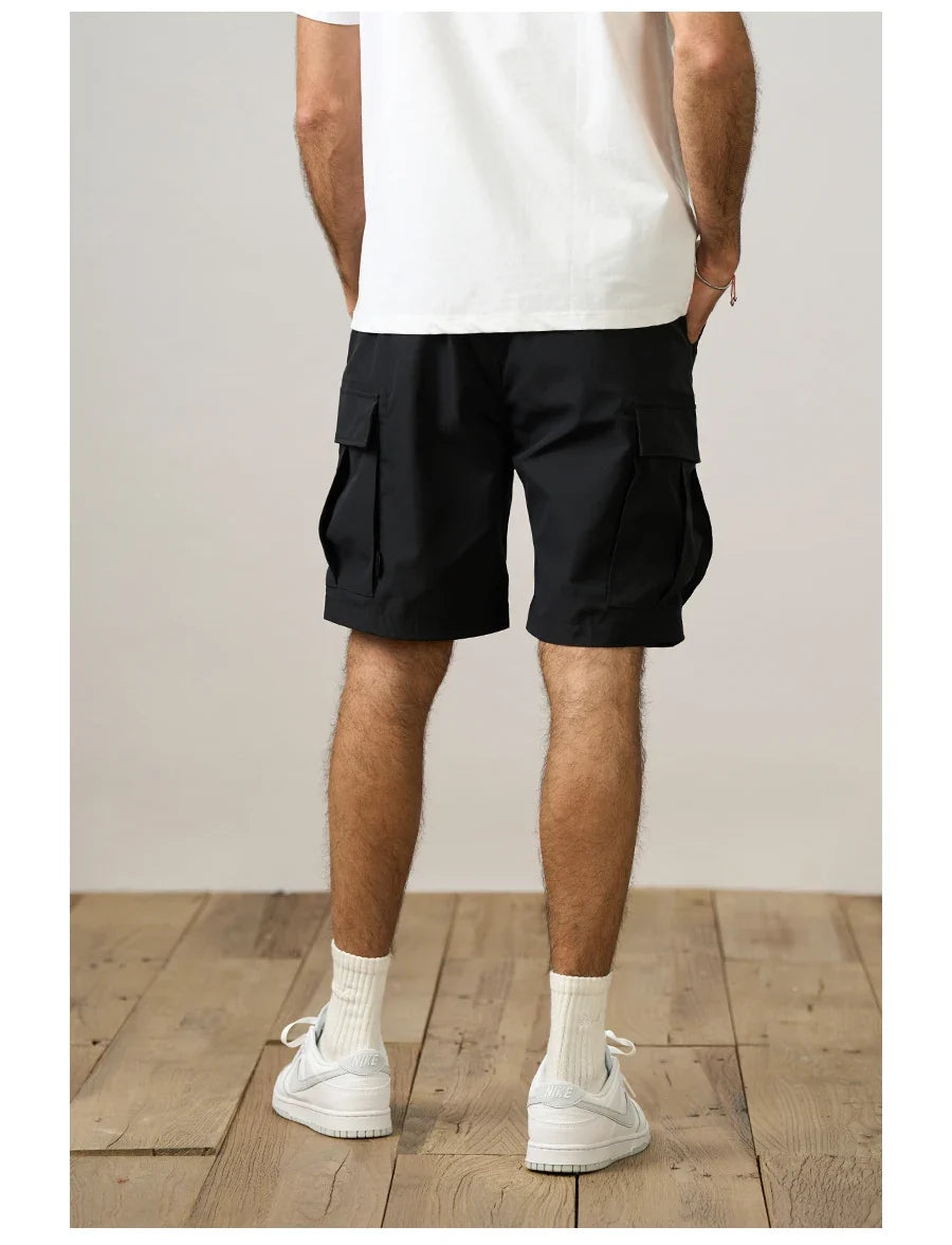 2024 Summer New  Oversize Lightweight 190g  Quick Dry Fabric Cargo Drawstring Shorts Men Cool Fishing Hiking Shorts
