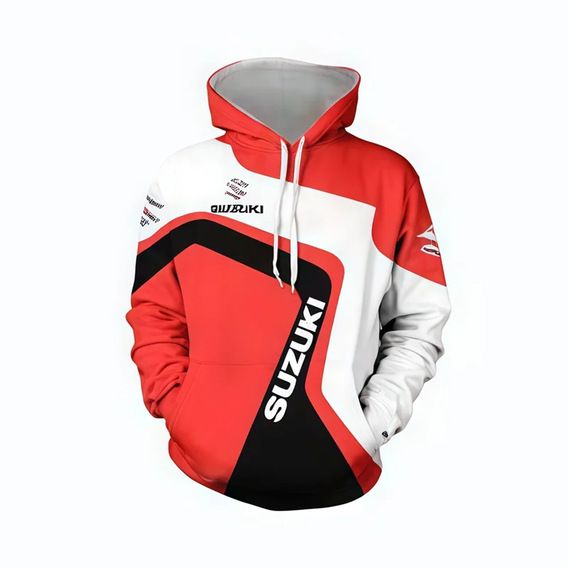 men's casual hoodie, 3D printed long-sleeved top for outdoor motorcycle and bicycle enthusiasts, autumn and winter