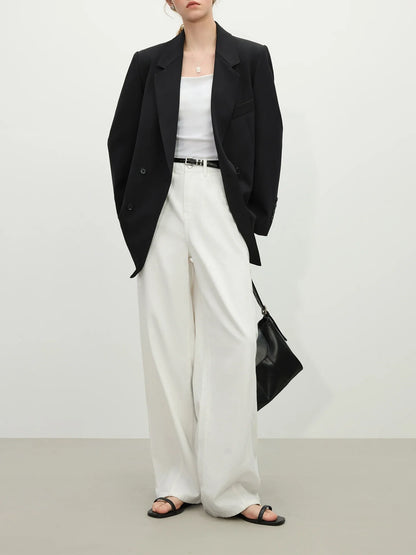 Chic Double-breasted Casual Blazer Jacket for Women Spring 2025 New Style High-end Loose Lazy Style Top 25FS11097