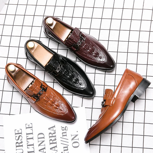 New Dress Leather Lofers Men Classic Casual Business Shoes For Men Social Party Leather Shoes Slip On Wedding Office Shoes Male