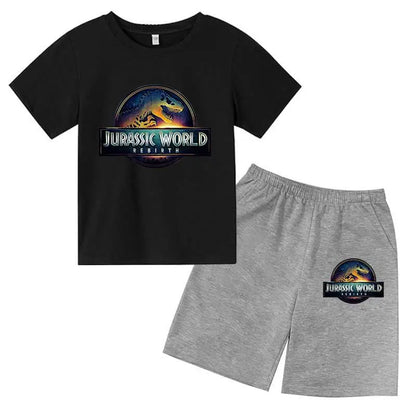 Jurassic World 4 Kids Summer Casual Breathable O-neck Tees+Pants 2pcs Sportsuits 2-13 Years Boys Girls Children Top Outfits Sets