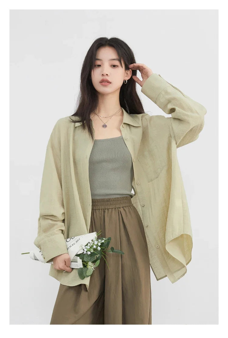 Women Long Sleeve Shirts Solid Loose Casual New Style Design Back Hollow Out Shirt Female Blouse Spring Summer 2026