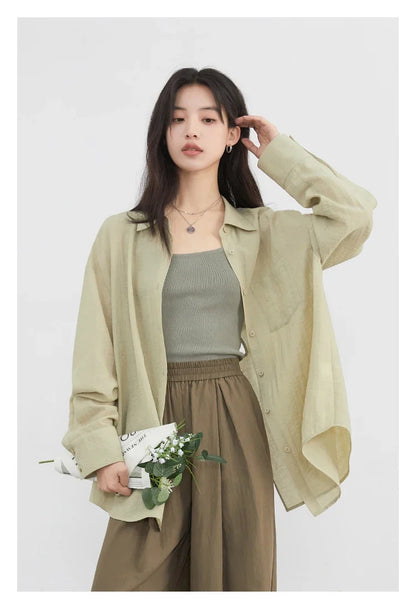 Women Long Sleeve Shirts Solid Loose Casual New Style Design Back Hollow Out Shirt Female Blouse Spring Summer 2026