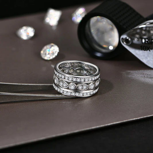 Luxury Full Moissanite Rings for Women D Color VVS1 Lab Diamond Band S925 Silver Engagement Wedding Jewelry Party Gift