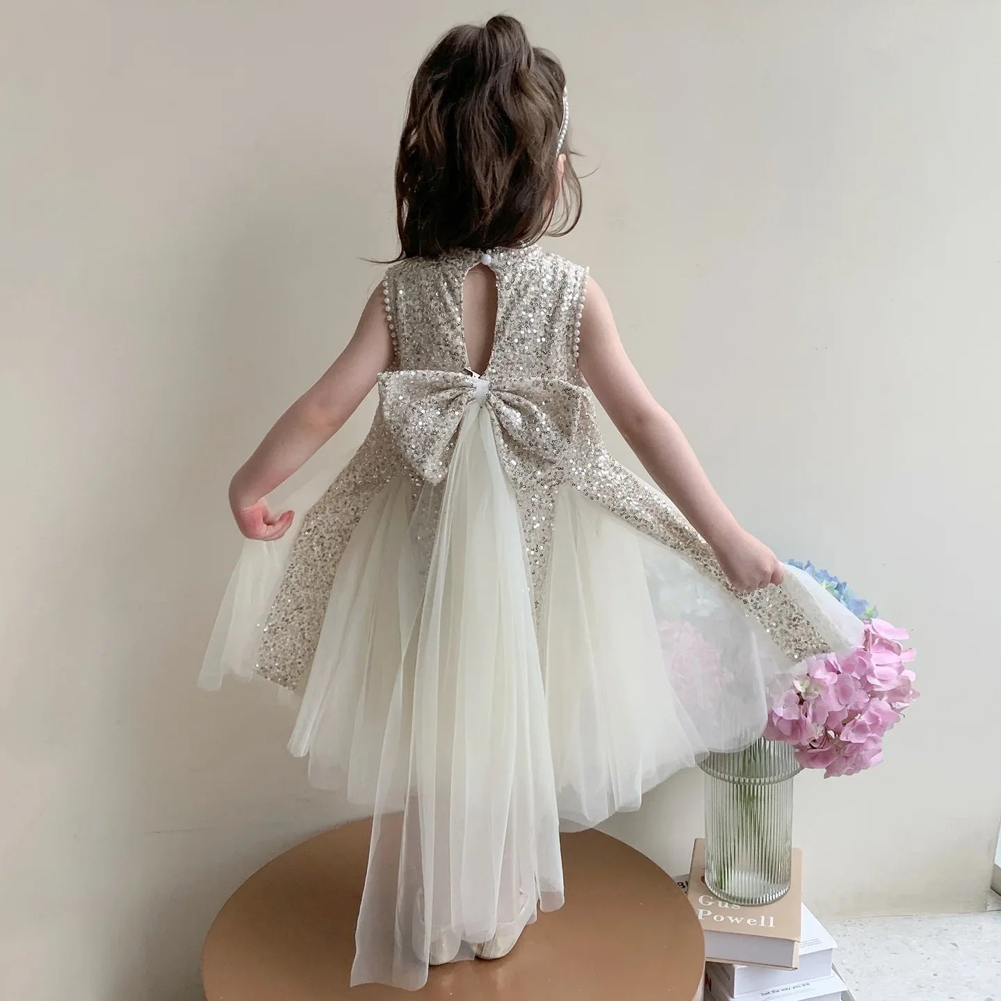 Mesh Sequins Summer Dress Children Clothes Girls Gauze Skirt For Party Evening Birthday Prom Performance Graduation Ceremony