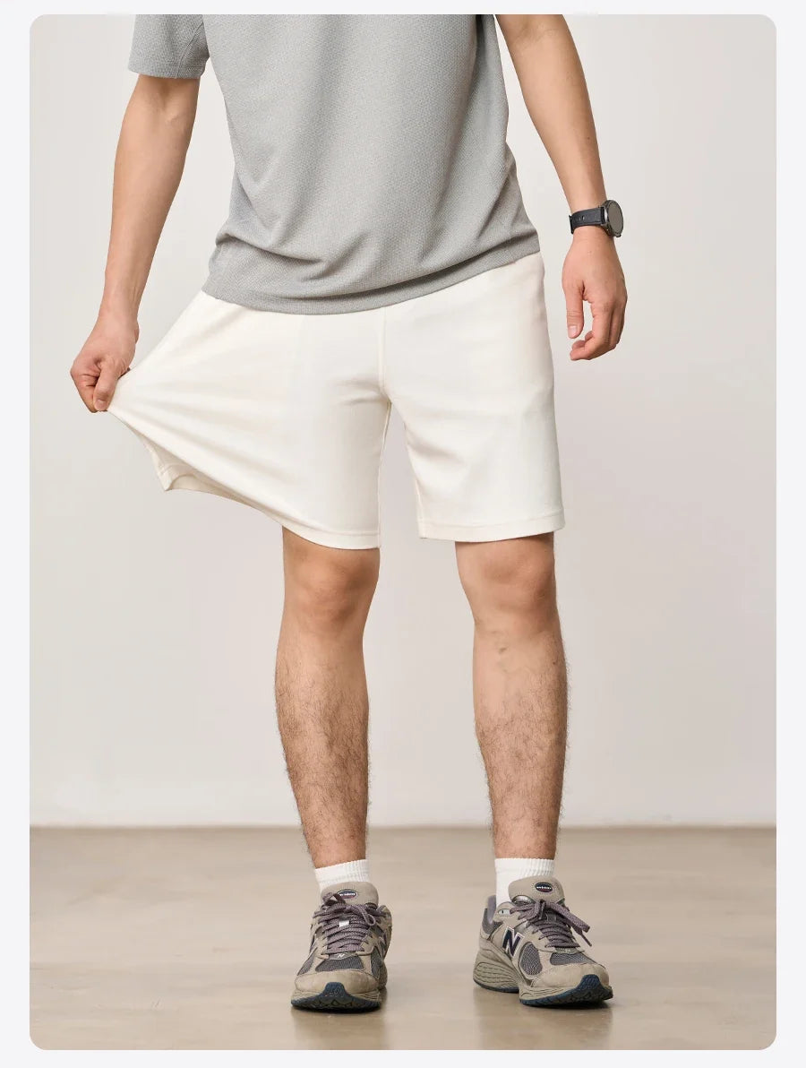 2026 Summer New 340g Twill Knit Men Shorts Casual Loose Fit Sweatpants Shorts Solid Color Breathable Jogger Shorts