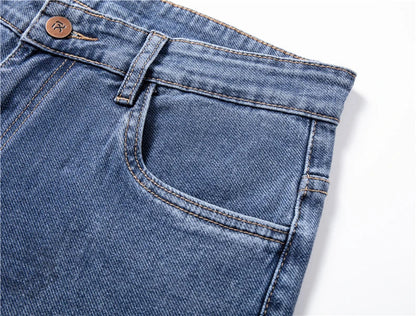 2026 New Autumn Men's Blue Straight-leg Jeans Business Casual Cotton Stretch Denim Pants Male Brand Plus Size 40 42 44