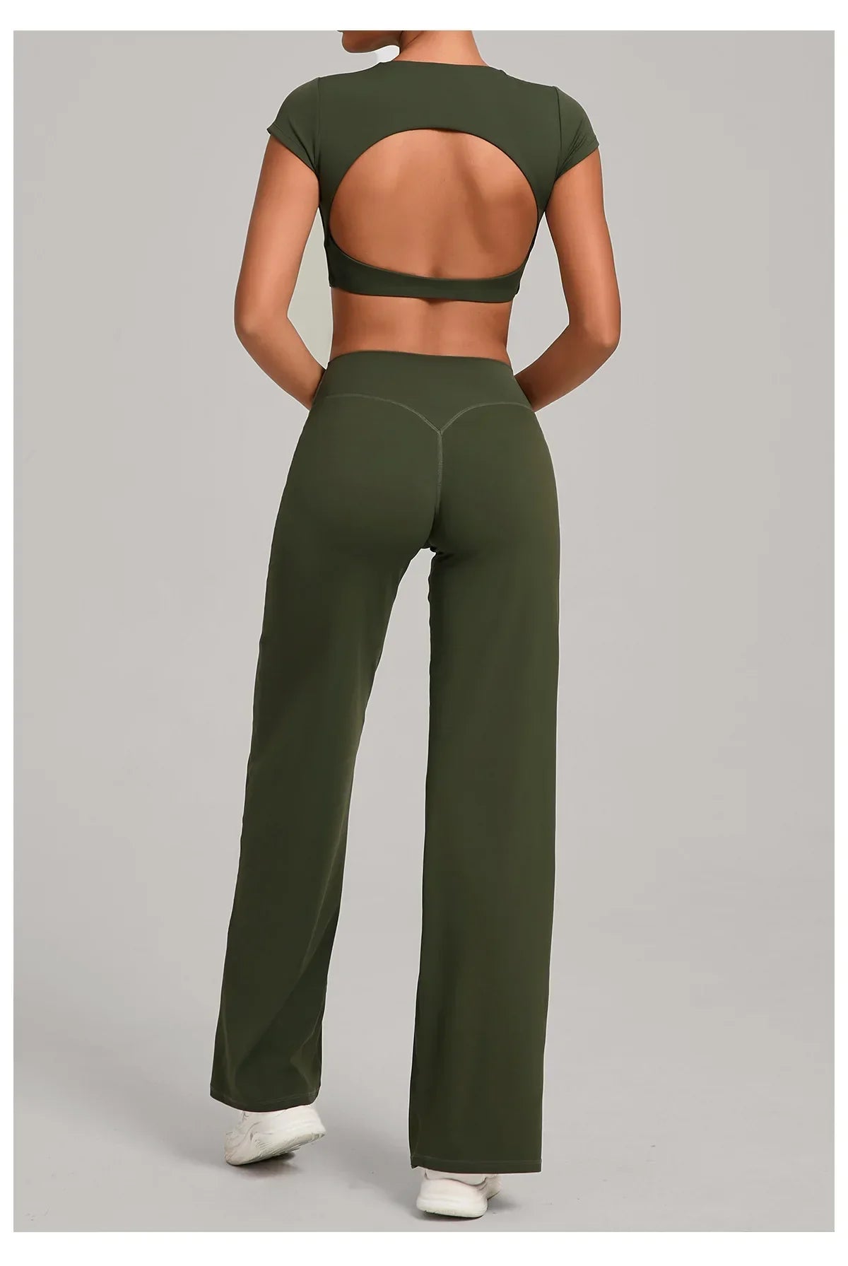 Tight-Fitting Backless Yoga Quick-Drying Straight-Leg Pants Sports Fitness Running Two-Piece Set for Women Gym Workout Yoga Suit