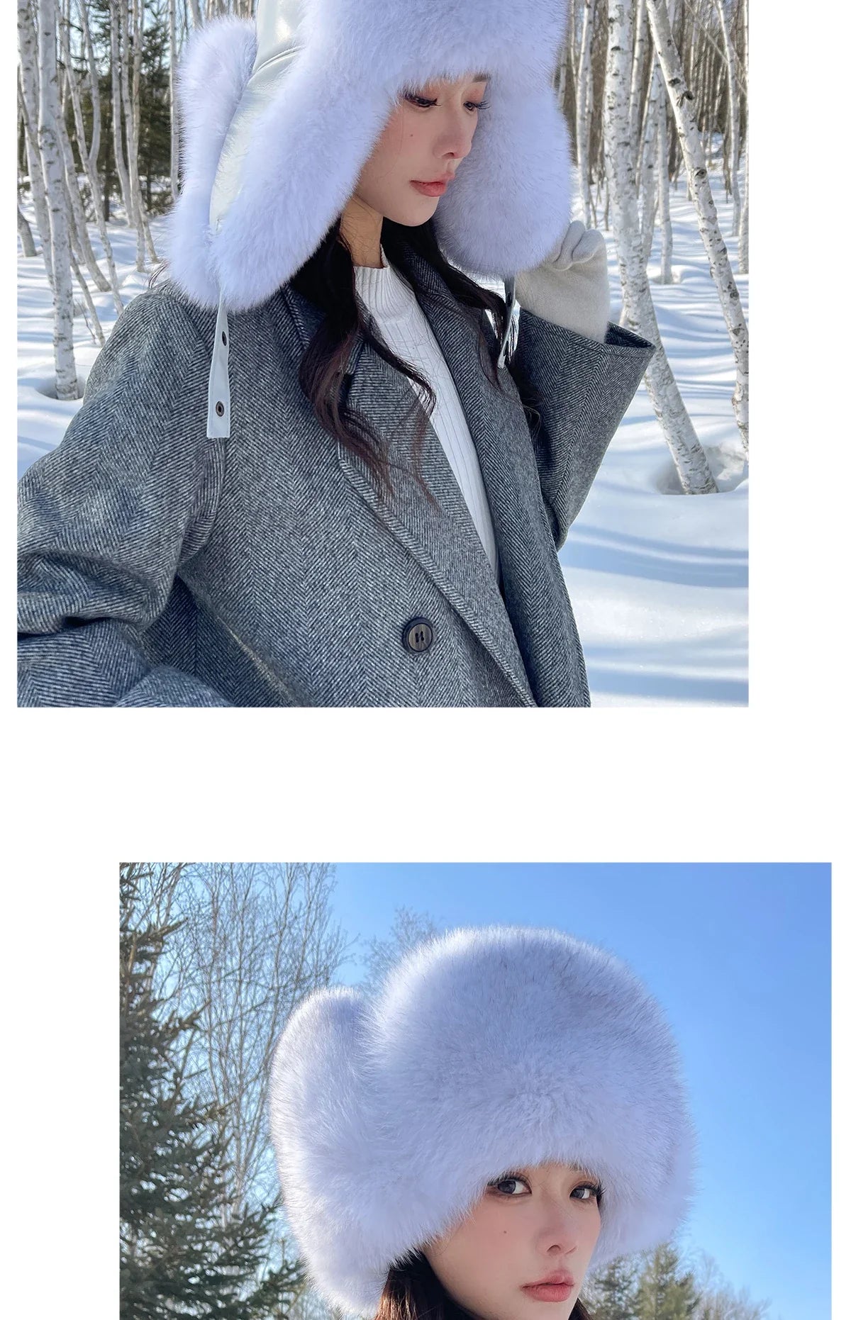 Winter Warm Real Fox Fur Hat Ear-Protecting Hats Women's Genuine Leather Windproof Fox Fur Bomber Hat Thickened Sheepskin Cap