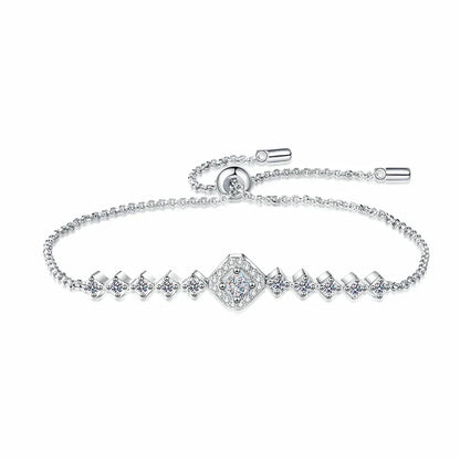 3*3mm 0.7cttw Full Moissanite Bracelets for Women Princess Cut Square Luxury Chian S925 Sterling Silver Wholesale Jewelry
