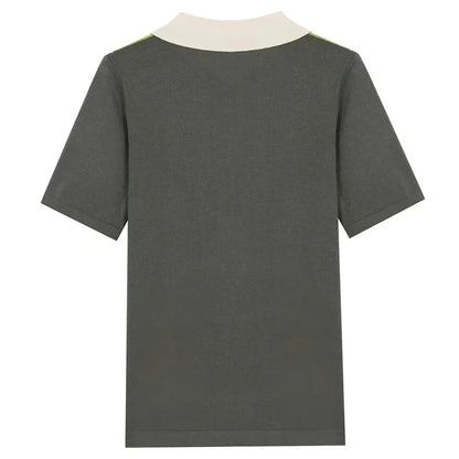Summer Men's Clothing Luxury Knit Short Sleeve Polo Shirt Retro Button-down Patchwork Popular Fashion Business Leisure Knitwear