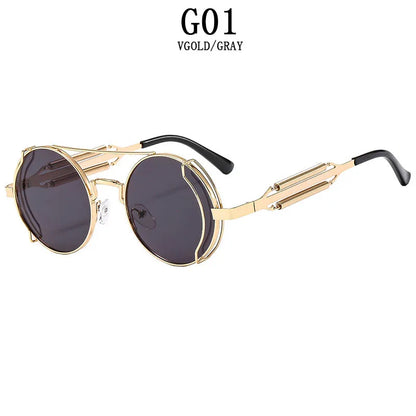Punk Sunglasses For Men Designer Vintage Round Steampunk Fashion Glasses Retro Sunglasses Women 2024 Gafas De Sol Hombre Lunette