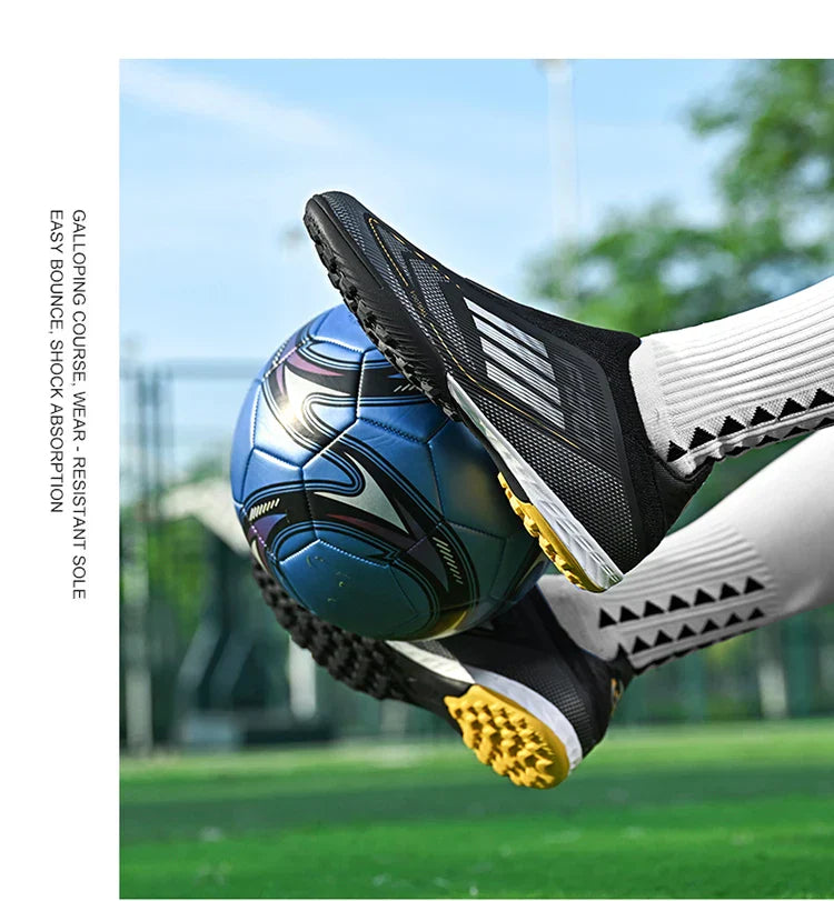 Without-Lace Mens Soccer Shoes f50 SLIP-ON Non-Slip Turf Soccer Cleats TF BOYS FG Training Football Boots Chuteira Campo 35-45