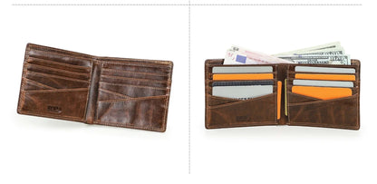Genuine Leather Men's Wallet RFID Card Holder Large Pocket Money Clip Male Travel Gift Purse Compact Leather Wallet
