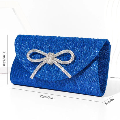 Women Elegant Evening Handbag Shiny Crystal Bow Flap Clutch Purse Envelope Dinner Evening Clutch Bags Wedding Party Prom Purse