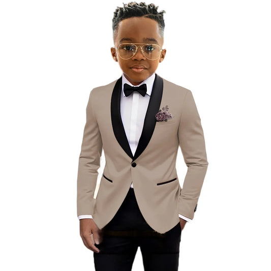 2026 New Classic Shawl Lapel Boys Slim Fit Suits 2 Pieces Wedding Guest Outfit Formal One Button Children's Tuxedo Party Wear
