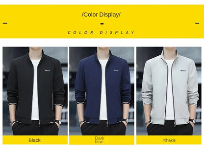 Spring Autumn New Men Lapel Jacket Coats Fashion Fabric Comfortable Breathable Sweat Absorption Comfortable Slim Version Coats