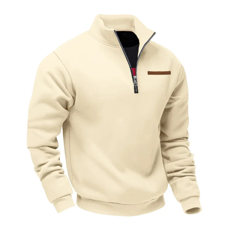 American autumn and winter heavy fleece long-sleeved men's sweater half zipper loose stand-up collar pullover men's sweater