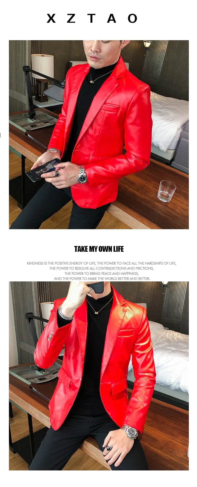 2022 Autumn Leather Jacket Men Slim fit Casual Business Blazer Masculino Solid Color Street Wear Social PU Coat Costume Homme